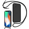 Coalbooliy Cover per iPhone X/XS 5,8 con Cordino per Cellulare, Custodia Silicone con Regolabile Collana Sottile Morbida Case Protezione della fotocamera Antiurto con Necklace per iPhone XS, Nero