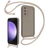 Coalbooliy Cover per Samsung Galaxy S23 FE 6,4 con Cordino per Cellulare, Custodia Silicone con Regolabile Collana Sottile Morbida Case Protezione della fotocamera Antiurto con Necklace, Cachi