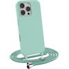 MyGadget Cover con Cordino per iPhone 16 Pro Max - Custodia con Corda - Case Opaca Antiurto | Bumper con Laccio | Tracolla - Practical Stylish - Verde Menta