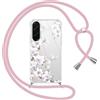 Yoedge Cover con Cordino per Samsung Galaxy A56 5G 6,7, Trasparente Aesthetic Disegni Fiori Custodia con Collana Tracolla Laccio Collo, Sottile TPU Silicone + PC Antiurto Case per Samsung A56,05