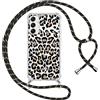ZhuoFan Custodia con Cordino per Samsung Galaxy A35 5G 6,6, Trasparente Aesthetic Leopard Disegni Cover con Collana Morbido Telaio in Silicone TPU Rigido PC Bumper Antiurto Case con Laccio, 02