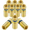 POPPSTAR connettori F a crimpare (10 pezzi) per cavo coassiale SAT (RG58, RG59, 5 mm, 7,5mm) Adattatori antenna stagni per cavi satellitari TV, indorati