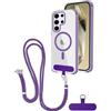 FERLAN Magnetica Cover per Samsung Galaxy S25 Ultra con Cordino, Compatibile con MagSafe, Custodia Traslucida PC Sottile TPU Antiurto Protettiva Case con Corda Collana Tracolla Laccio, Viola