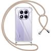 Pnakqil Cover per Xiaomi Redmi Note 14 Pro 5G/Poco X7 5G con Cordino, Trasparente Custodia con Laccio Tracolla Cellulare Girocollo Collana Protettiva per Redmi Note 14 Pro 5G 6.67 Pollic, Khaki
