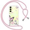 Yoedge Cover con Cordino per Samsung Galaxy A25 5G 6,5, Trasparente Aesthetic Disegni Fiori Custodia con Collana Tracolla Laccio Collo, Morbido TPU Silicone + PC Antiurto Case per Samsung A25, 04