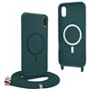 YFSYLL Magnetica Cover per iPhone XR con Cordino,Compatibile con MagSafe,Silicone Case con Regolabile Cordino da Collo Nylon Catena Collana Tracolla - Verde