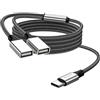 MOGOOD Adattatore USB C a Doppia USB A Femmina 2.0, Cavo OTG a Y da 1 metro Nero - Supporta Ricarica e Trasferimento Dati Simultanei - Compatibile con Google Pixel, Samsung Galaxy S20/S22/S9/Note 8