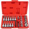 HKQBXO Set da 34 Pezzi di Bussole Torx Femmina Robuste, Set Chiavi a Bussola con Cricchetto, Inserti Torx, per Chiavi Femmina Multifunzionali
