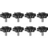 QUARKZMAN 8 Pezzi Pomelli a Stella M6 x 12mm Vite Filettata in Acciaio Inossidabile 304, 32mm Manopola Zigrinata Vite a Testa Zigrinata a 6 Stelle Plastica Impugnatura Manopola, Nero