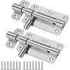 Feruchun 2 Pezzi Chiavistello Porta,Chiavistelli Scorrevoli,Catenacci per Porte in Legno e Ferro Finestre Recinzioni (argento)