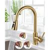 ARCORA Rubinetto da Cucina Estraibile ad Alta Pressione, Rubinetto Girevole a 360° con Doccetta Estraibile, Cartuccia Ceramica, Acciaio Inox, 3 Modalità di Getto, per Lavello da Cucina, Oro