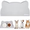 WOMLEX Tappetini Sottociotola per Cani/Gatti, 44 x 25 cm Tappetino per Ciotola di Cibo Antiscivolo per Animali, Simpatico Tappetino per Cani a Forma di Testa di Gatto per Cani e Gatti (gris, 44 * 25)
