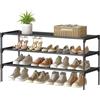 SONGMICS Scarpiera a 3 Ripiani, Scarpiera Slim, Scaffale per Scarpe, Ingresso, Corridoio, 29,7 x 91,8 x 53,5 cm, Struttura in Metallo, Ripiani in Tessuto non Tessuto, Nero Inchiostro LSH033BH01