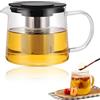 PORFOYO Teiera con inserto per colino, teiera in vetro, teiera in vetro con coperchio, teiera in vetro, teapot per induzione e altri piani cottura, 1500 ml