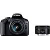 Canon EOS 2000D - Fotocamera reflex (24,1 MP, DIGIC 4+, 7,5 cm (3,0), LCD, Full HD, WiFi, sensore APS-C CMOS), con obiettivi EF-S 18-55 mm IS II F3.5-5.6 IS II ed EF 50 mm F1.8 STM, nero