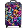 NoBoringSuitcases.com bagaglio a mano, trolley, valigia da 10 kg, rigida, leggera, valigie da viaggio per cabina, aereo, con 4 ruote girevoli, manico estensibile, 55x40x20 cm, Teschio in colori fluo