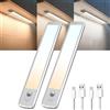 TANSOOL+ Luce Armadio LED con Sensore di Movimento, 3 Temperature di Colore, USB-C Ricaricabile Luce Armadio, LED Sottopensile per Cucina, Scale, Soggiorno, Camere da Letto (21cm, 2 Pezzi)