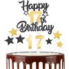 mciskin Set di Decorazioni per Torta 17° Compleanno - Candele Dorate per Uomini e Donne, Decorazioni a Stella per Ragazze e Ragazzi