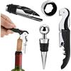Tigerkinwit Apribottiglie 4 Pezzi Cavatappi Set Acciaio Inossidabile Kit di Apertura Bottiglia di Vino Tappo per Vino Apribottiglie Versatore Anello di Gocciolamento