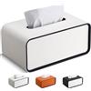 GORESE Porta Fazzoletti,Rettangolare Scatola per fazzoletti in Pelle dispenser per fazzoletti Tissue Box per ufficio, casa, auto, bagno(Bianco)