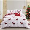 Stylishbed Set di biancheria da letto di Natale reversibile con renna set copripiumino matrimoniale con cervo con chiusura a cerniera in microfibra Set copripiumino per bambini adulti