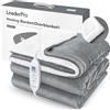 LeaderPro Coperta Elettrica con Telecomando - Termocoperta Matrimoniale 180x160cm,10 Temperature, con Timer 1-9h, Plaid Riscaldabile a Basso Consumo, Lavabile -Gris Clair