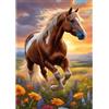 NEWENMO 5D Cavallo Marrone Diamond Painting Kit per Adulti,Fiori Selvatici Colorati Pittura Diamante Painting Set,Fai Da Te Diamond Art Kit Completo,per Principianti Decorazione Domestica 30x40cm