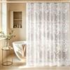 Vllcsla Tenda Doccia Antimuffa Impermeabile Fiore 180x200 cm, 200 cm Largo Tenda Doccia, 200 Altezza, Tende da Vasca Bagno con Ganci a U, Tende Bagno Angolare Bianca Fiore, Llavabili, Idrorepellenti