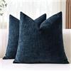 JOTOM Set di 2 Fodere Cuscini 45x45 cm Morbida Ciniglia Fodere decorative Fodere per Cuscini 18x18 Pollici Copricuscini Solidi per Divano Divano Soggiorno Letto Home Decor (Blu Marino)