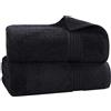 Superior Cotone Egiziano Set da Bagno Set P, Nero, 34W x 68L in.