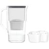 Wessper Caraffa filtrante per acqua 2,8 litri, Set brocca acqua e 2 Filtri compatibili con Brita Maxtra, Sistema di filtraggio dell'acqua Riduzione di calcare del cloro - Nero