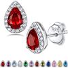 Bestyle Orecchini a Lobo Argento 925 Pietre Portafortuna Gennaio Granato Orecchini Forma Goccia, Stud Orecchini Donna, Confezione Regalo