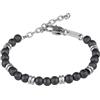 Breil, Collezione Artha, Bracciale Uomo, in Acciaio IP Gun ed Ematite, Riequilibra le Energie, Stimola la Concentrazione, Pratica Chiusura a Moschettone, Lunghezza Regolabile 17-22 cm, Color Grigio