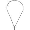 Breil, Collezione Line Row, Collana Donna in Acciaio con Finitura Bilux, con Pendente a Forma di Croce, Decorazioni in Cubic Zirconia, Pratica Chiusura, Lunghezza Regolabile 47-52 cm, Silver
