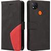CXTcase Custodia a Libro per Xiaomi Redmi 9C, Magnetica con Aletta per Schede, Alla Moda a Due Colori, PU Pelle Antiurto Flip Case, Nero
