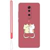 KARTXITAI Cover Compatibile con Xiaomi Mi 9T/9T Pro, Gatto, abbraccio, amore motivo Custodia con morbida in Silicone TPU con Assorbimento degli Urti e Anti-Graffio-Rosso