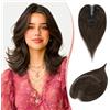 RUWISS Topper in Capelli Veri per Donna Castano Scuro con 15% di Biondo Cacao Scuro Posticcio Leggero con Clip per Diradamento Capelli Liscio Senza Frangia