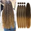 Gozill Capelli per Trecce da Castano a Biondo Pre-Stirati Senza Nodi 4/27 Ombré Castano Capelli Sintetici Ondulati Profondi Ricci Boho per Intrecciare