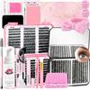 QUKLOGEN Kit di Estensione Delle Ciglia Fluffy fai da 930pcs DIY Individual Lashes con Lash Bond and Seal Rimuovi Ciglia Pinzette Shampoo Ciglia Doccia Fascia Pulizia Pennello Ciglia Mini Applicatore