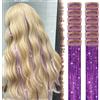 FESHFEN Tinsel Extension Capelli con clip, 12 Pezzi Glitter per Capelli Accessori da Festa e Look Fatina Kit Strass per Donne, Viola 50 cm