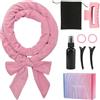 Admygo Set di 8 bigodini senza calore, per capelli lunghi e corti, in morbido velluto senza calore, per ricci durante la notte, include clip, fascia, flacone spray e clip per capelli, rosa