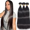 Hxxcoup Bundles Human Hair Extension Capelli Veri Tessituras Straight Unprocessed Brasiliani Vergini Hair 1B Natural Black Minimal Tangle for Woman 3 Bundle Total 300g 16 18 20 pollici