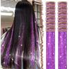 FESHFEN Tinsel Extension Capelli con clip, 12 Pezzi Glitter per Capelli Accessori da Festa e Look Fatina Kit Strass per Donne, Lilla 50 cm