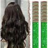 FESHFEN Tinsel Extension Capelli con clip, 12 Pezzi Glitter per Capelli Accessori da Festa e Look Fatina Kit Strass per Donne, Verde 50 cm