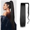 XFSRG Extension Capelli Veri 60cm in Capelli Sintetici Posticcio Naturale per Uso Quotidiano Ideale per Donne e Ragazze（Nero）