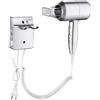 QL Asciugacapelli da Parete con Supporto e Porta USB,Phon per Capelli Muro con Ionico e ThermoProtect 2000watt,per Hotel Casa,Argento