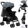 Reenborn Ultraleggero Passeggino di Soli 4,6 kg con Posizione Sdraiata Regolabile, Passeggino da Viaggio Pieghevole, Passeggino Compatto Fino a 15 kg, Carrozzina per Neonati Portatile (A8 Grey)