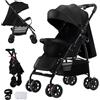 Magic ZC Ultraleggero Passeggino di Soli 4,6 kg, Carrozzina per Neonati Fino a 15 kg, Passeggino da Viaggio con Posizione Sdraiata Regolabile, Passeggino Compatto Portatile Pieghevole (A8 Black)