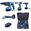 Generico Kit 4 in 1 Trapano Avvitatore con Percussione + Flex Smerigliatrice Angolare + Svitabulloni Avvitatore impulsi + Martello Tassellatore SDS-PLUS Due Batterie da 68V Motore Brushless e Valigetta