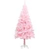 vidaXL Albero di Natale con Supporto Decorazione Natalizia Addobbi Feste Abete Pino Sintetico Festoni Ornamenti Pianta Artificiale Rosa 150 cm PVC